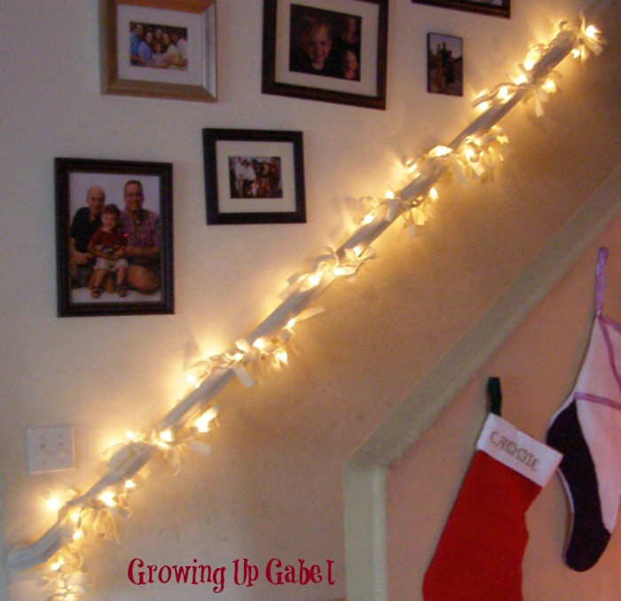 Easy Lighted Garland made with felt strips and Christmas lights