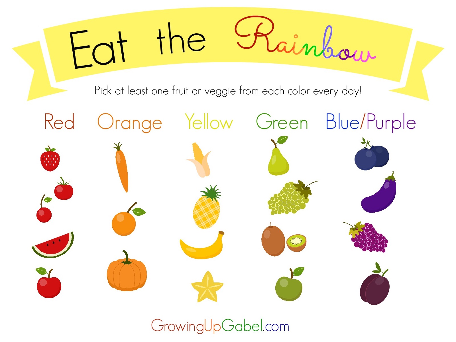 Eat The Rainbow Printable Chart Printable Word Searches