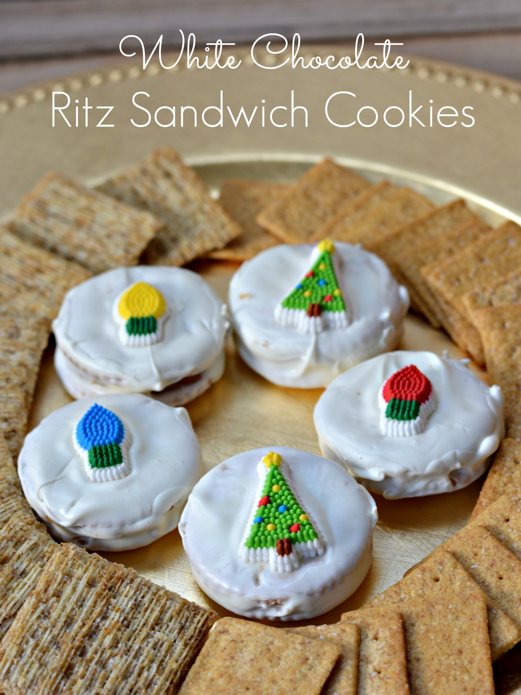 Ritz sandwich cookies are fun and easy to make! Spread peanut butter between two Ritz crackers and then dip in white chocolate to make delicious sandwich cookies. 
