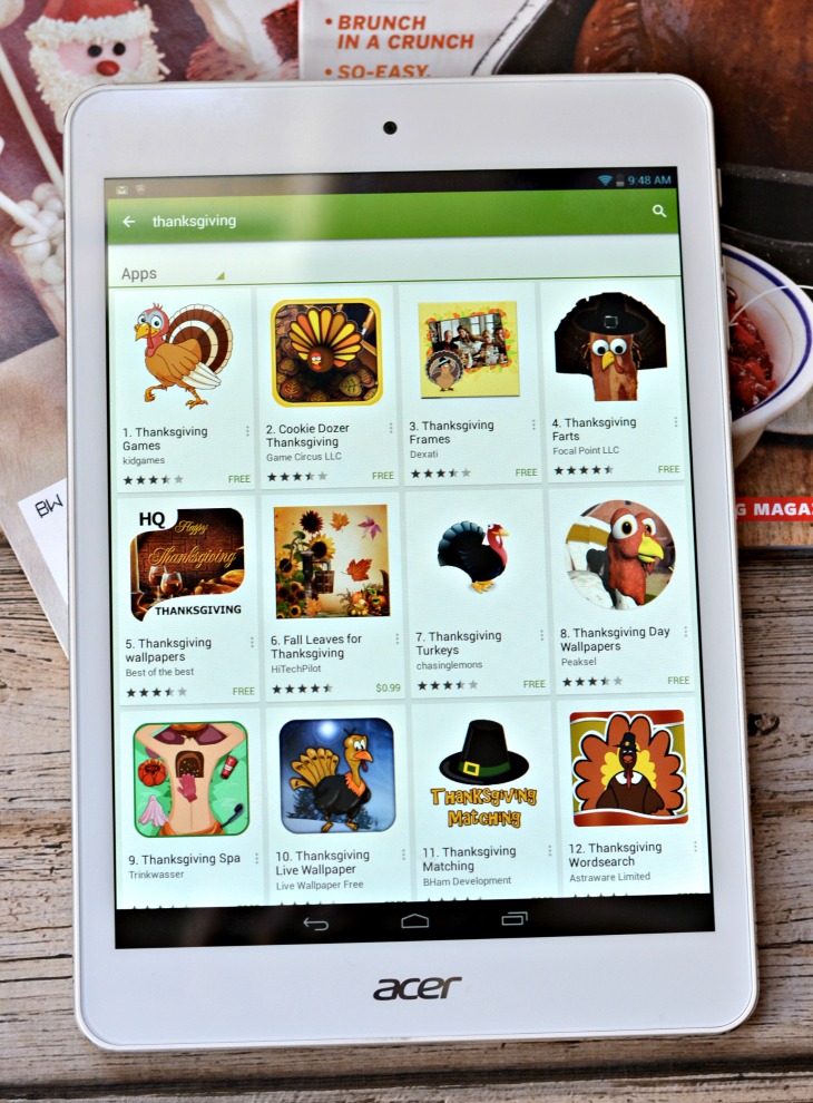 Thanksgiving Apps on tablet