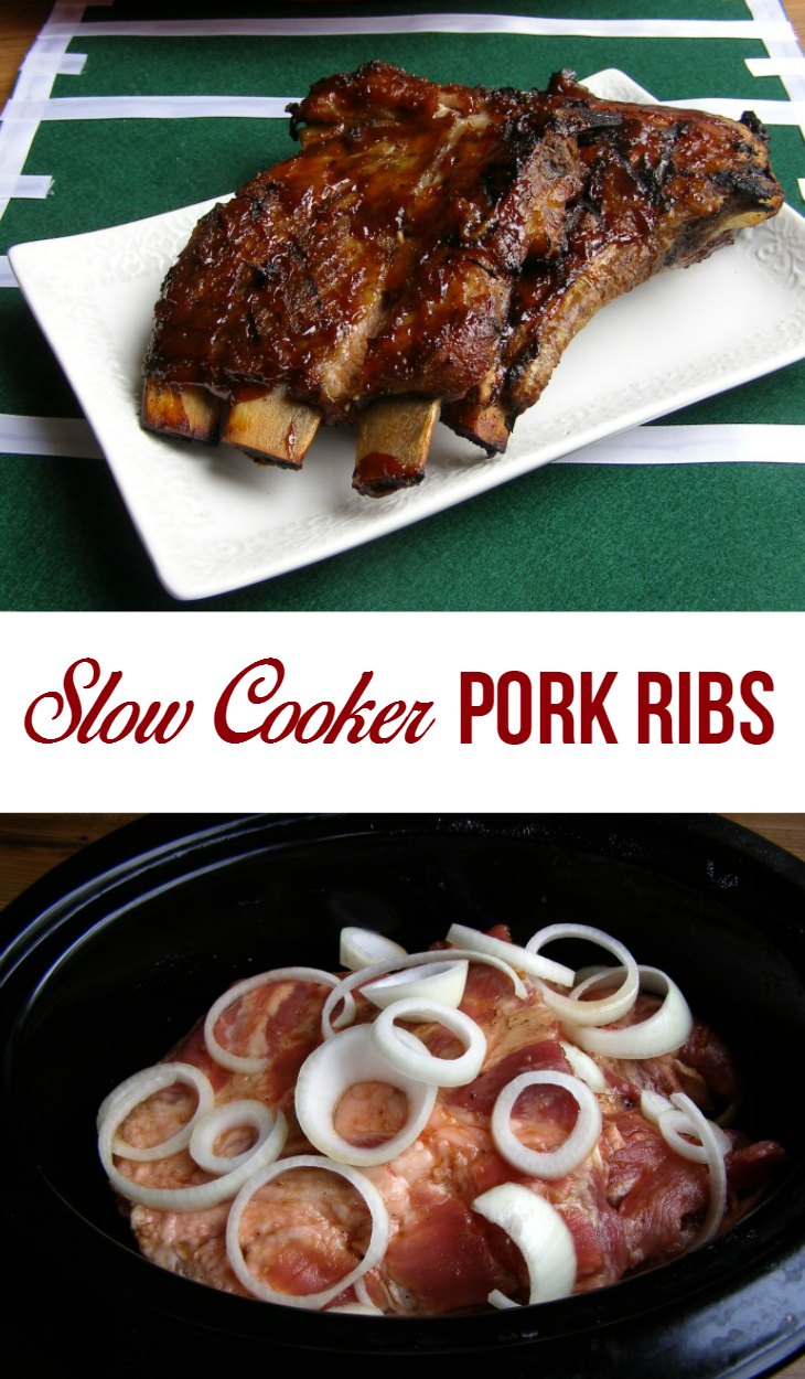 Ribs are easy to make in a slow cooker! Cook all day in a wet rub made up of brown sugar, liquid smoke, and Coke. Then finish off with some Sweet Baby Ray's or your favorite BBQ sauce on the grill. Everyone will think you spent all day grilling these tender pork ribs. 