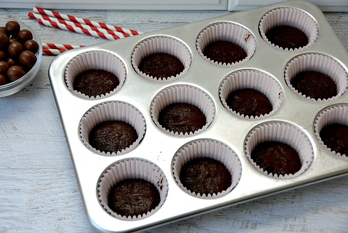 Ice Cream Cupcakes with Brownies in a muffin tin