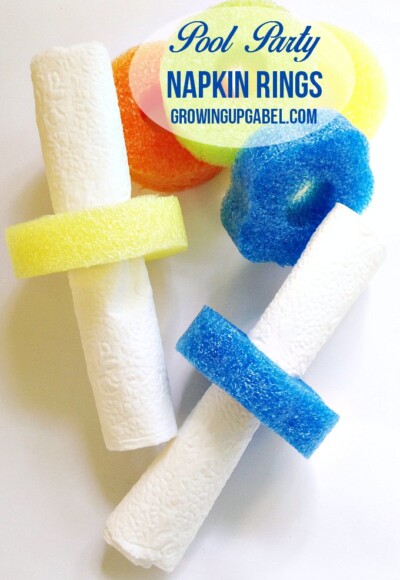 Looking for unique pool party accessories? Check out these napkin rings made from pool noodles! A quick and easy pool party decoration that will look great!