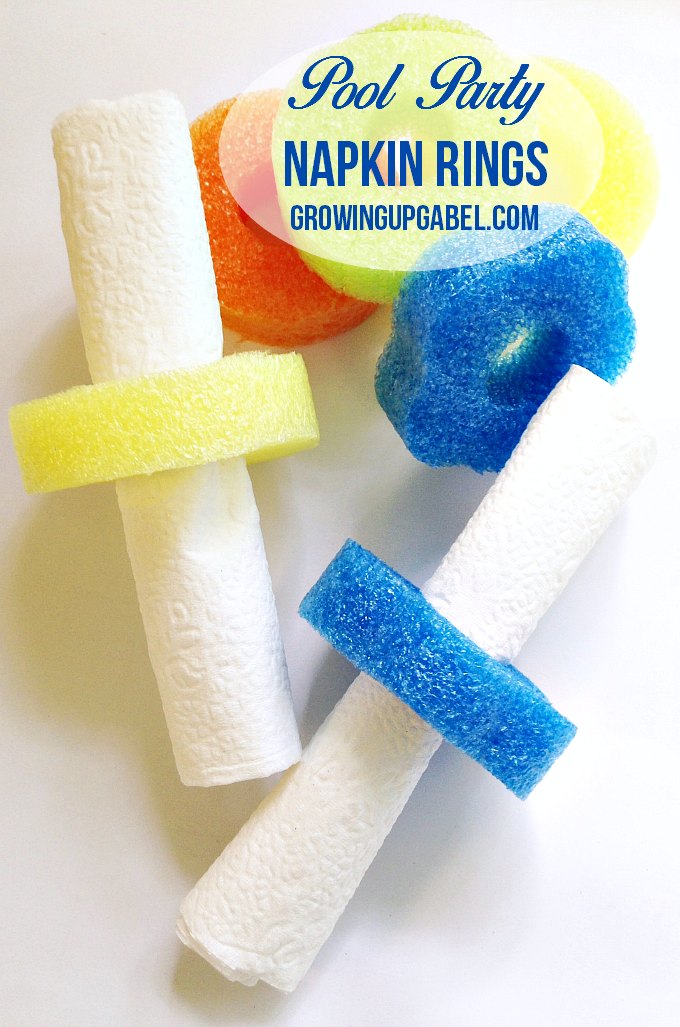 Looking for unique pool party accessories? Check out these napkin rings made from pool noodles! A quick and easy pool party decoration that will look great!