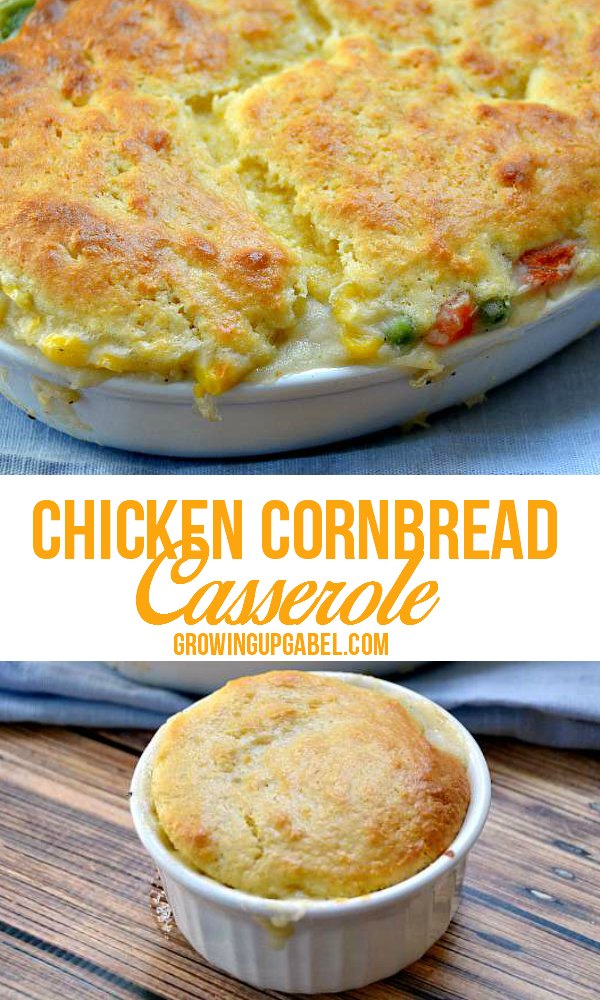 Need an easy dinner recipe? Use a homemade chicken pot pie filling and top with an easy cornbread topping for a delicious casserole dinner!