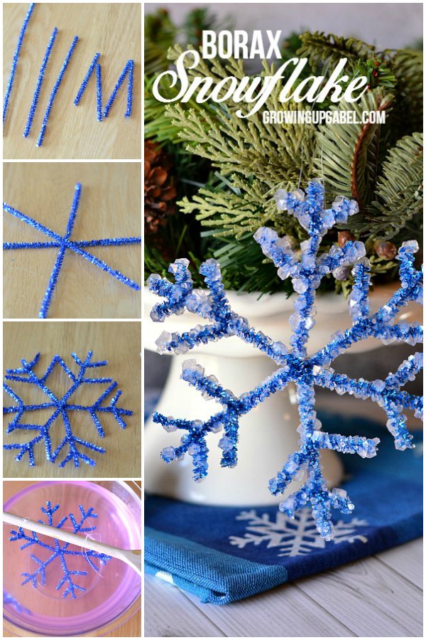 Looking for a fun winter craft for kids? Turn pipe cleaners in to a sparkly snowflake thanks to a little water and Borax! 
