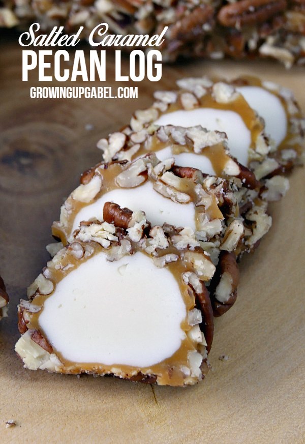 This easy pecan log roll recipe makes great treats to give to teachers, neighbors and friends! A marshmallow center is coated in caramel and rolled in pecans. Easy and fun to make, these pecan logs take less than half an hour of hands on time to make! 