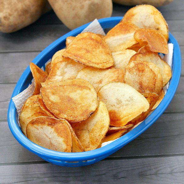 Homemade Potato Chips in a basket