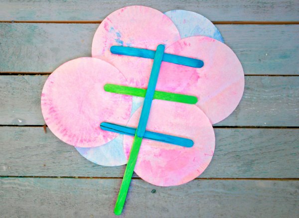 Popsicle Stick Watercolor flowers