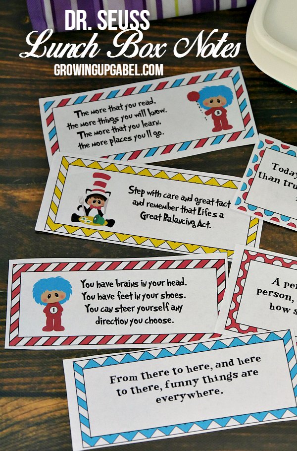Add a little fun and humor to your kids lunch boxes with printable Dr. Seuss Lunch Box Notes!