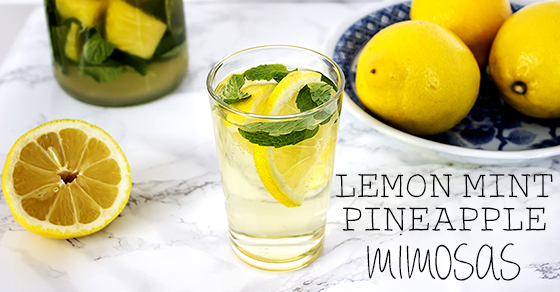 Lemon Mint Pineapple Mimosa Drink Recipe 560x292 TEXT