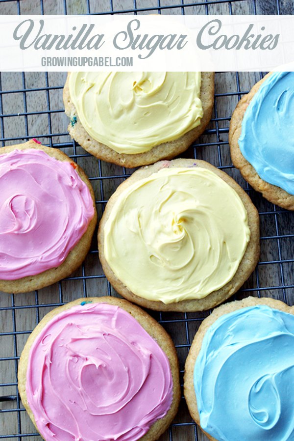 These amazing vanilla sugar cookies are made with vanilla yogurt for extra flavor! Perfect for spring, Easter, and Mother's Day. 
