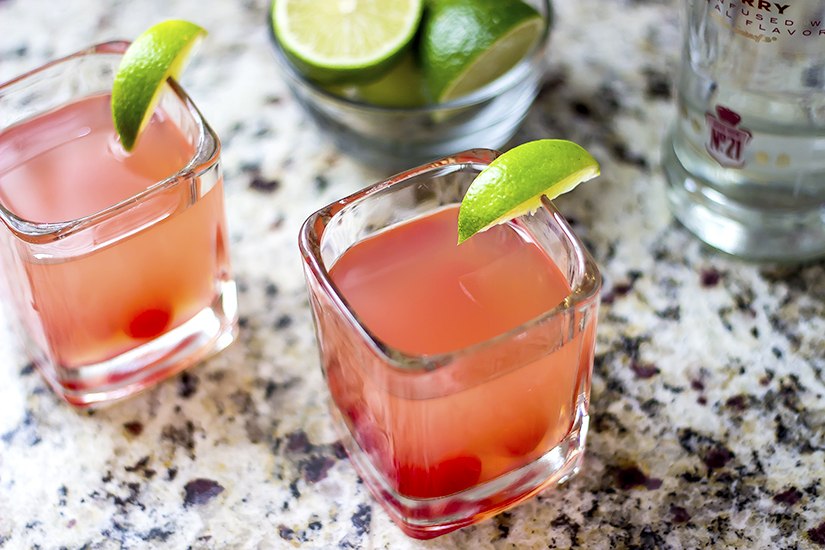 This cherry vodka limeade cocktail recipe combines two ingredients to make an easy, refreshing cocktail for your summer evenings on the patio.