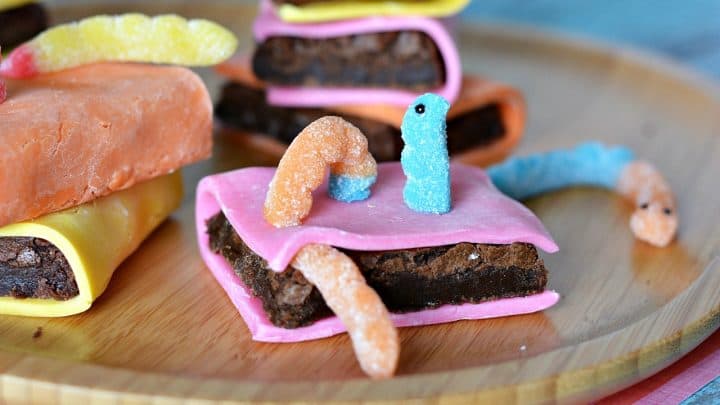Worms in a Coffin Halloween Chocolate Brownies - Oh My! Sugar High