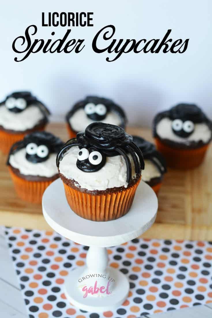 Cute and easy spider cupcakes are fun to make for Halloween. Use homemade or store bought cupcakes, black licorice, and frosting to make treats for parties or just fun!