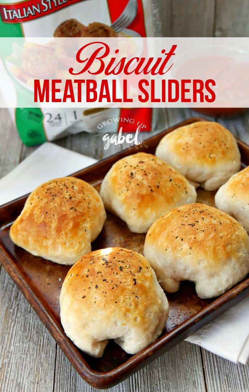 THE BEST and easy meatball sliders made with canned biscuits and pre-cooked Italian or turkey meatballs for a quick and easy lunch, dinner, or appetizer! Serve with spaghetti or pizza sauce on the side for dipping.