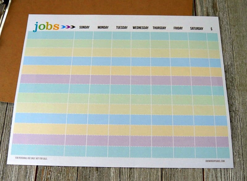 Chore Chart With Money