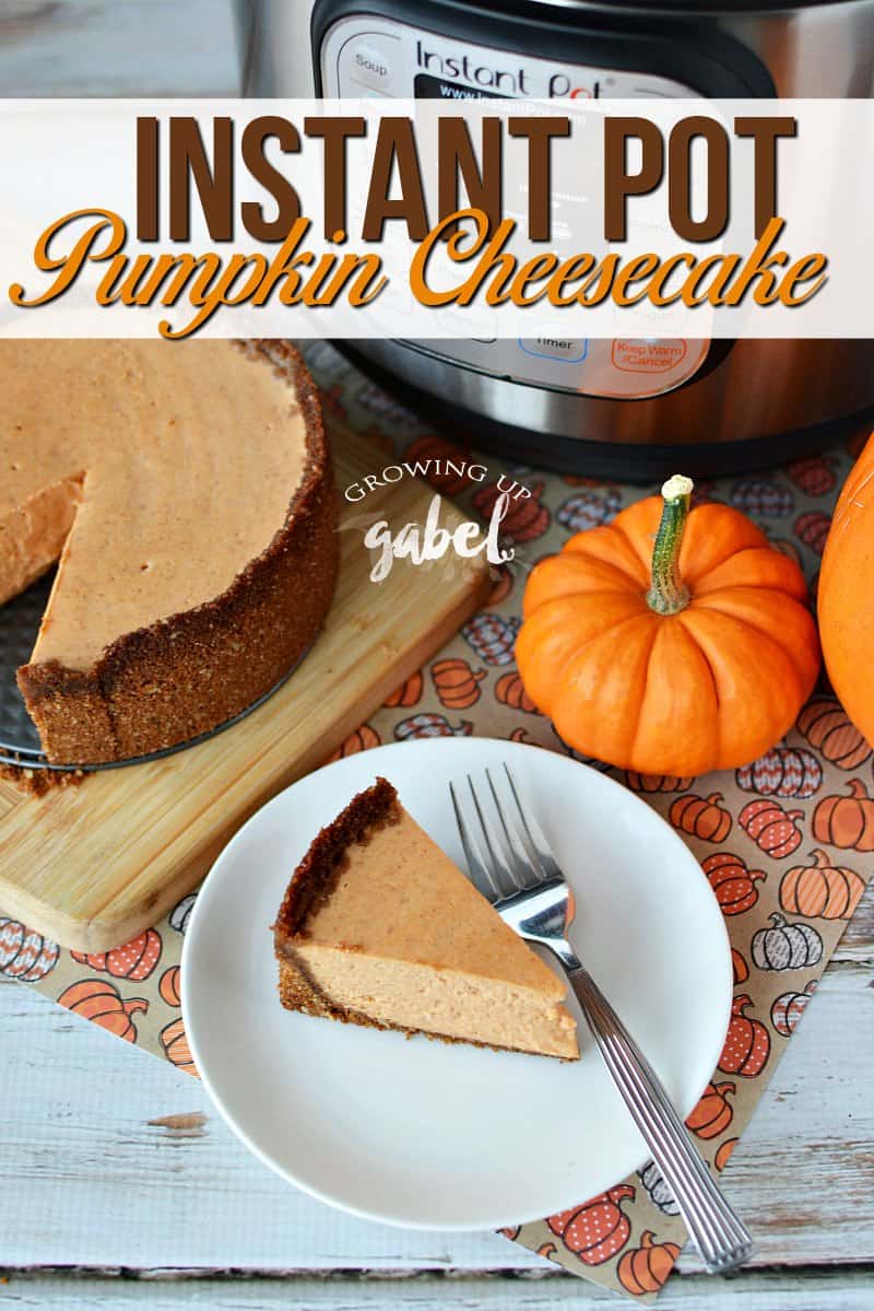 Make a mini 6 inch pumpkin cheesecake in your Instant Pot with this Instant Pot Pumpkin Cheesecake Recipe with a gingersnap cookie crust! #instantpotrecipe #pumpkinrecipe #pumpkincheesecake 