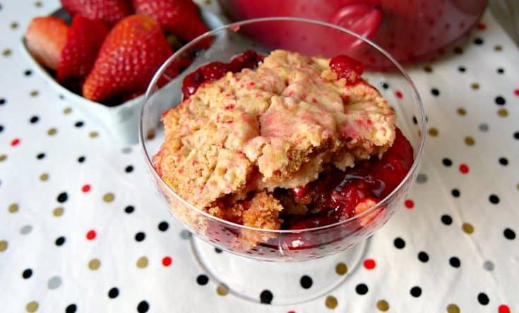 Slow Cooker Strawberry Cobbler with Cake Mix