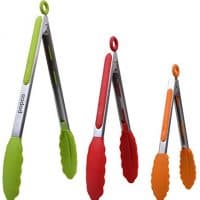 The Original POPCO Tongs, Set of 3-7,9,12 Inch, Heavy Duty, Stainless Steel BBQ/Kitchen Tongs with Silicone Tips