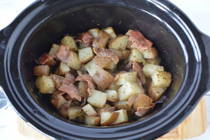 Spicy Slow Cooker Ham and Potatoes with Cheese