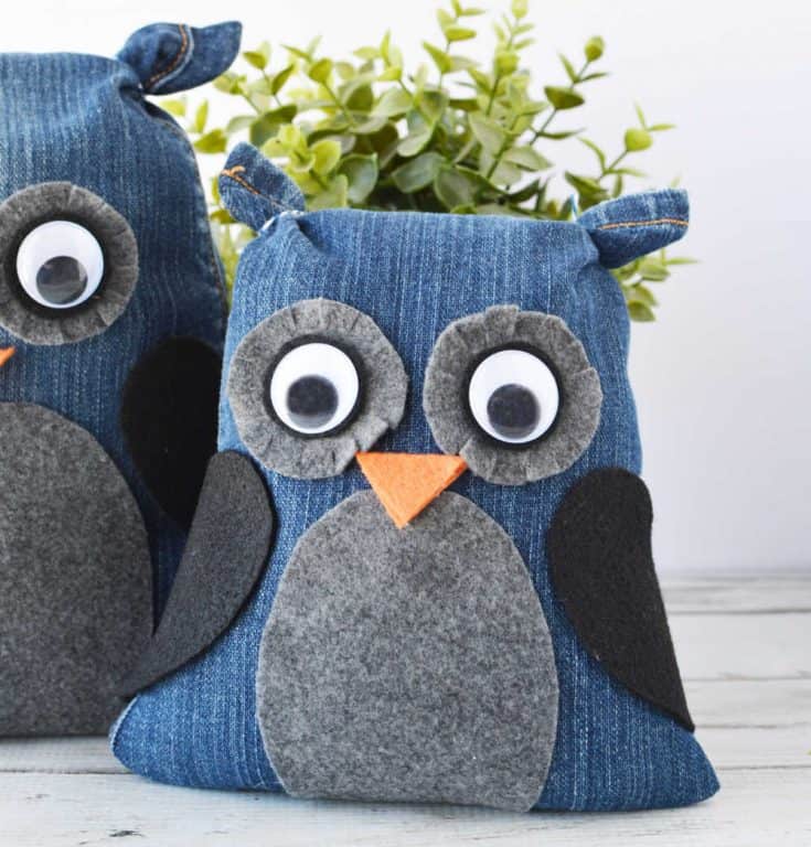 No Sew Denim Owls from Old Jeans