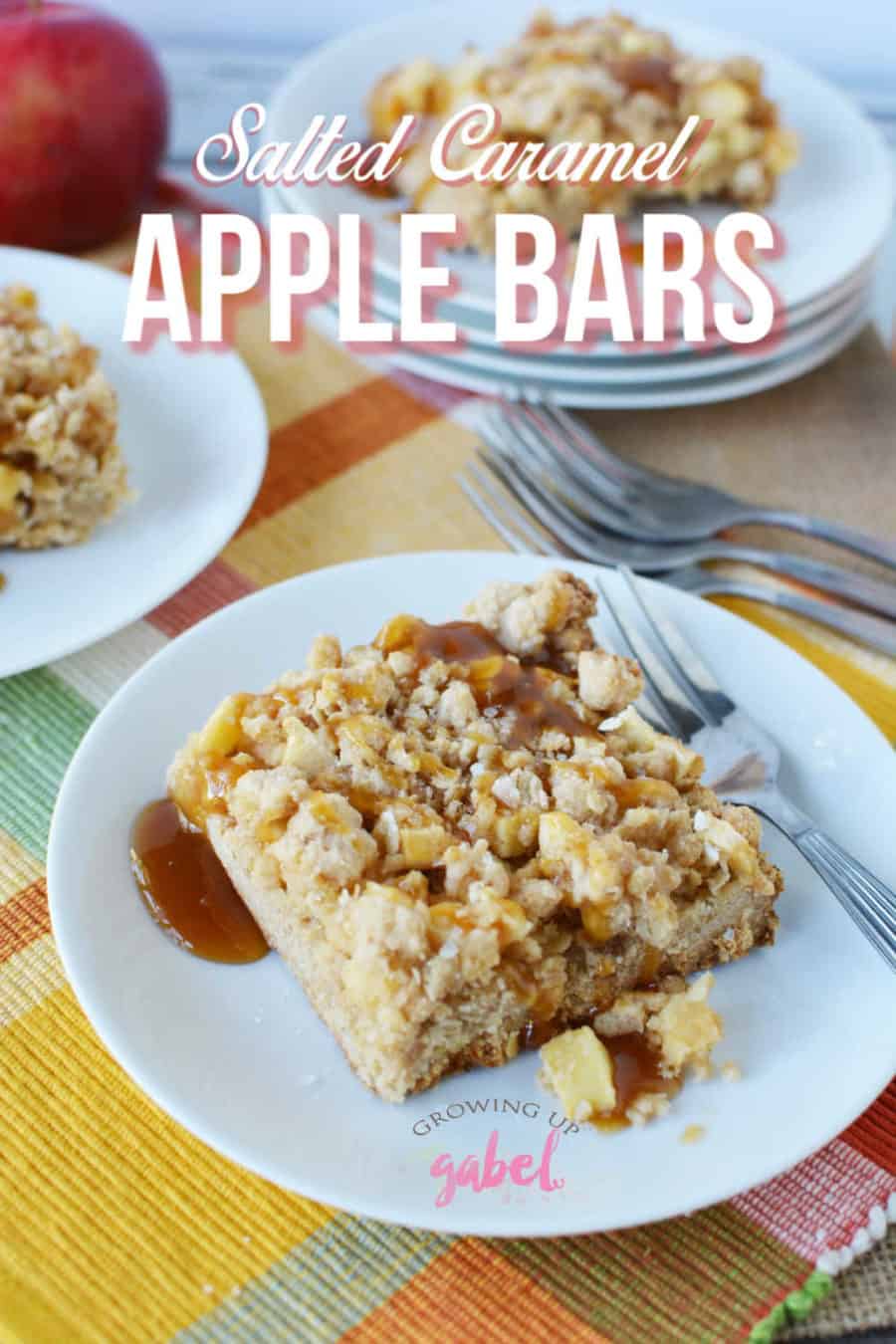 Salted Caramel Apple Bars Made with Cake Mix