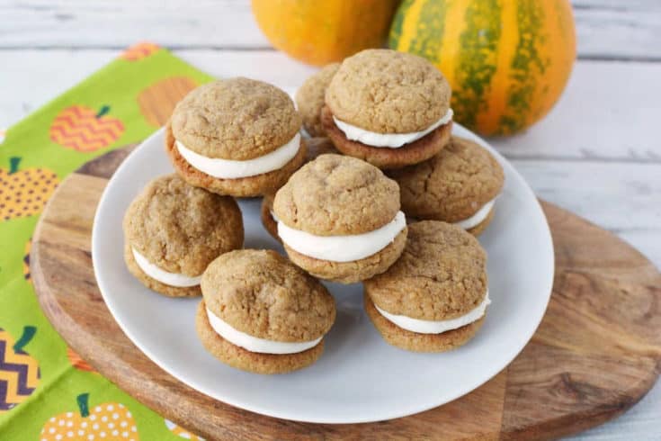 Pumpkin Sandwich Cookies with Cream Cheese Filling