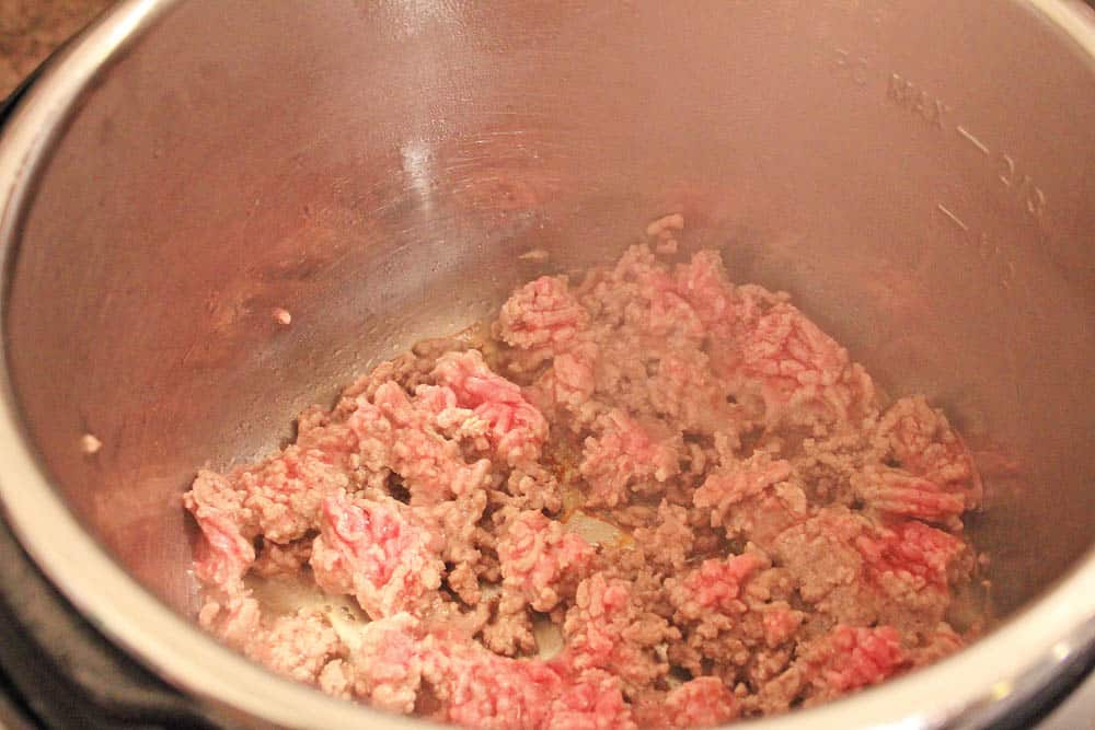 Ground meat cooking on an Instant Pot