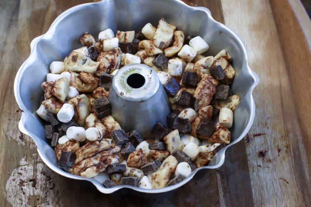 Unbaked s'mores monkey bread