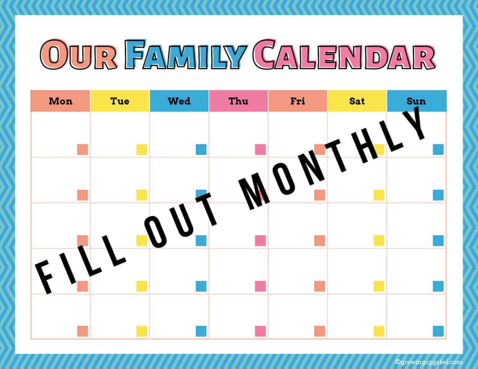 Family Calendar and Weekly To Do List