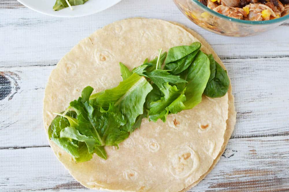 tortilla with lettuce in the middle
