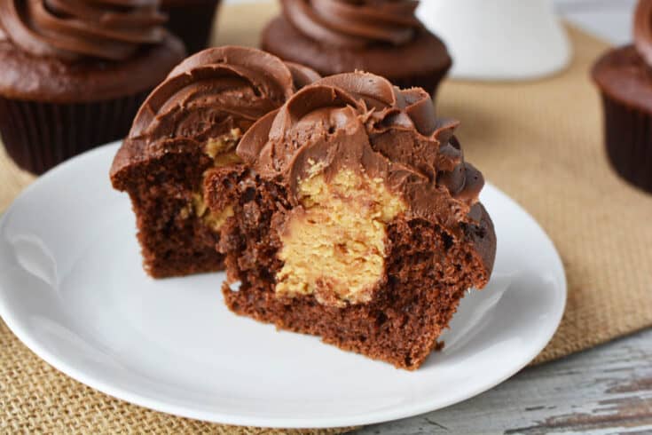 Peanut Butter Fudge Filled Chocolate Cupcakes