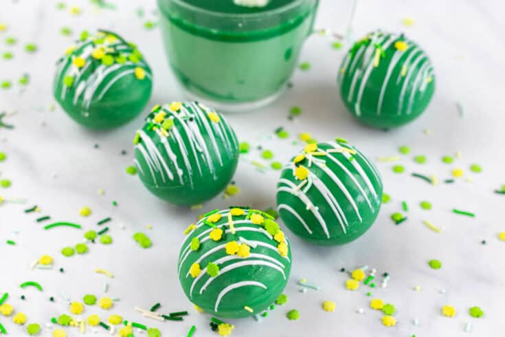 Hot Chocolate Bombs with Irish Cream for St. Patrick's Day