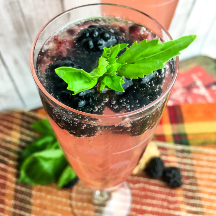 Sparkling Blackberry Basil Cocktail with Prosecco