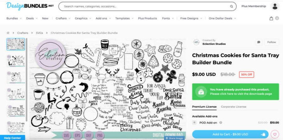 Screen shot of Christmas Cookies for Santa Tray Builder Bundle