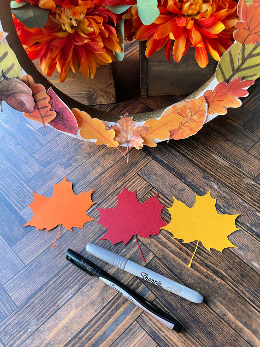 Orange, red, yellow, fall leaves cut outs