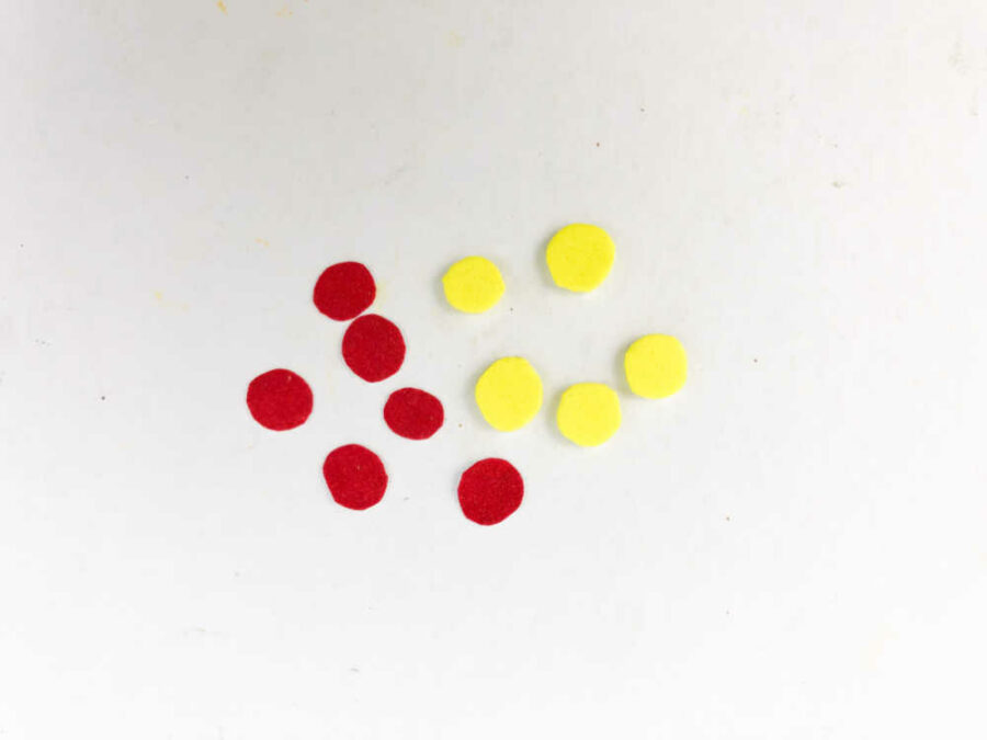 Red and yellow felt and foam dots