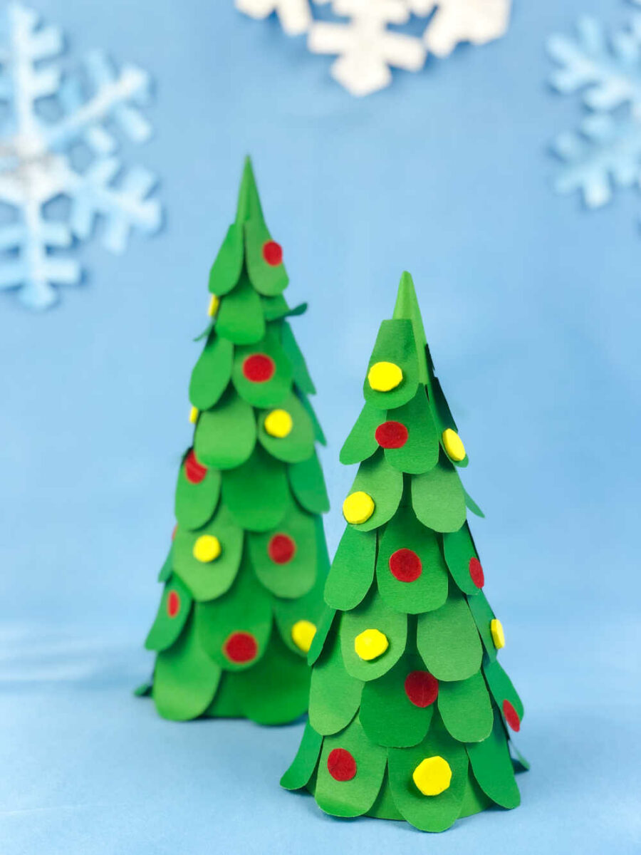 Two paper Christmas trees 