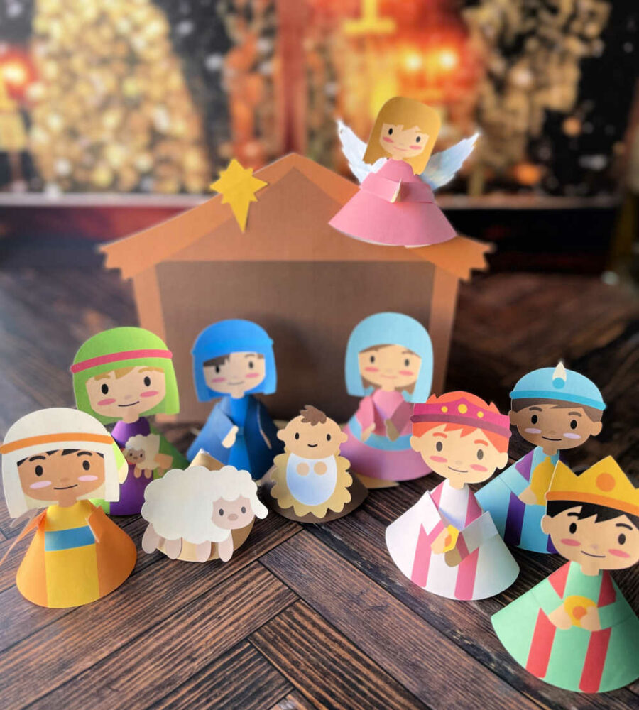 Fully assembled paper Christmas Nativity