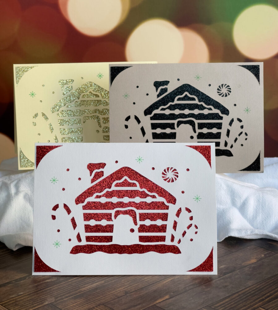 Cricut Christmas cards in 3 colors