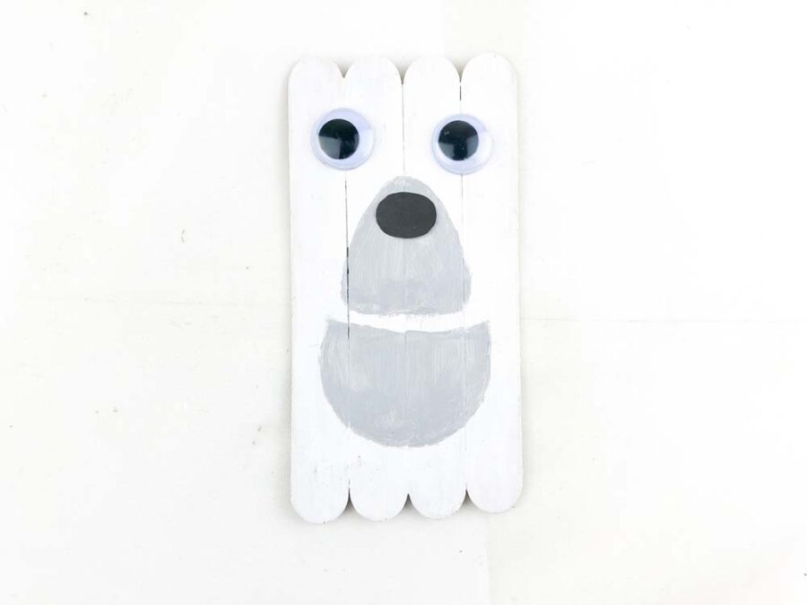 Polar bear popsicle stick craft without mouth