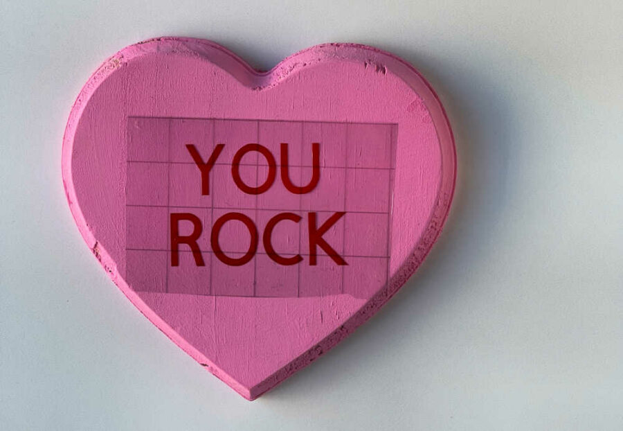 You rock on pink heart on transfer tape