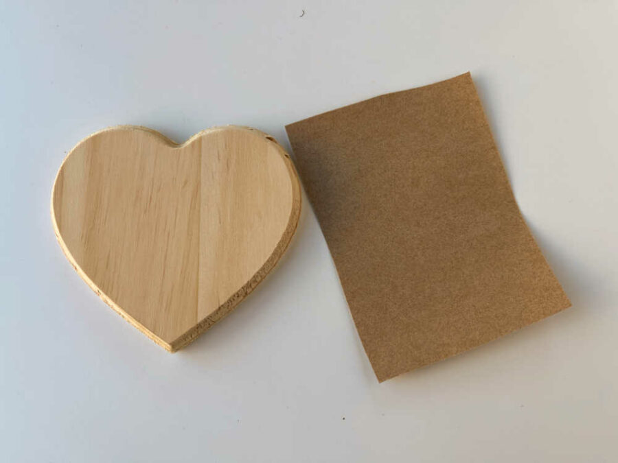 Wood heart and sand paper
