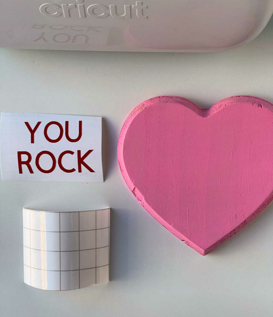 Pink heart with You Rock design and transfer tape