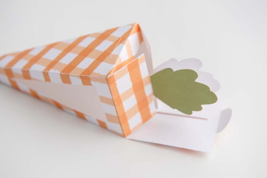 Carrot box on it's side with leaves folded in together