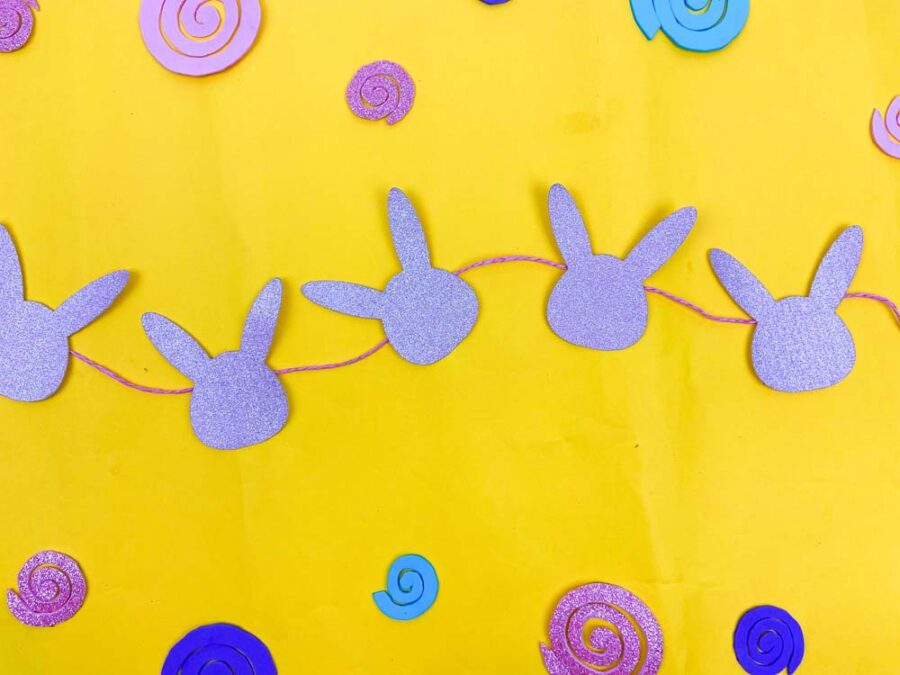 Bunny garland made from glitter paper