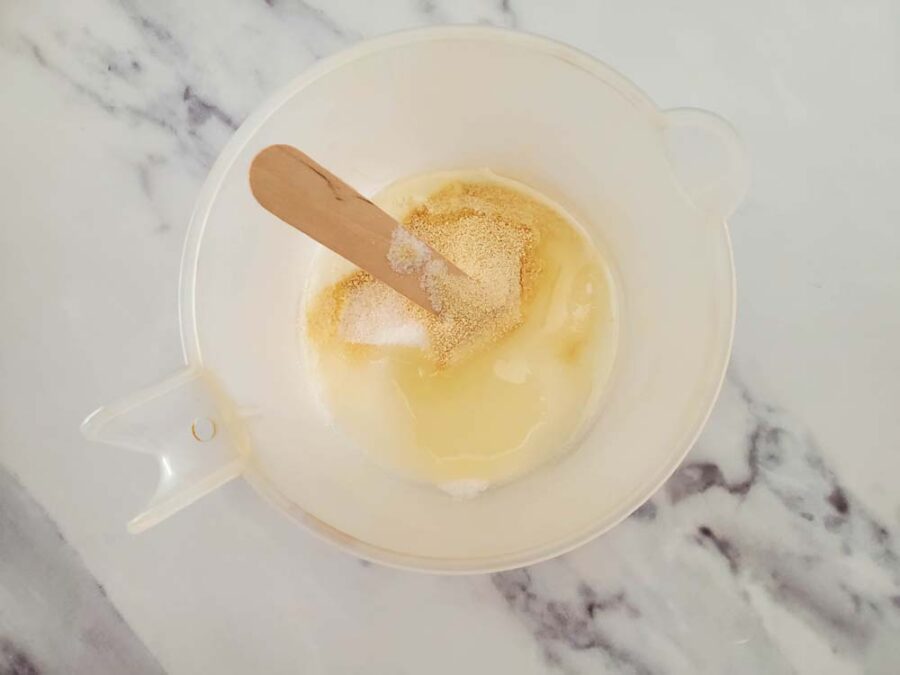 Honey sugar scrub bar ingredients in melted soap