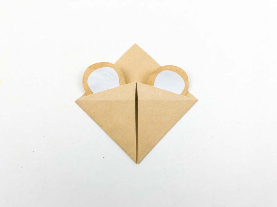 Half circles glued onto origami corner bookmark