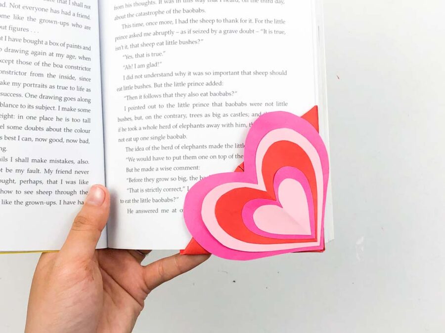 Heart origami corner bookmark